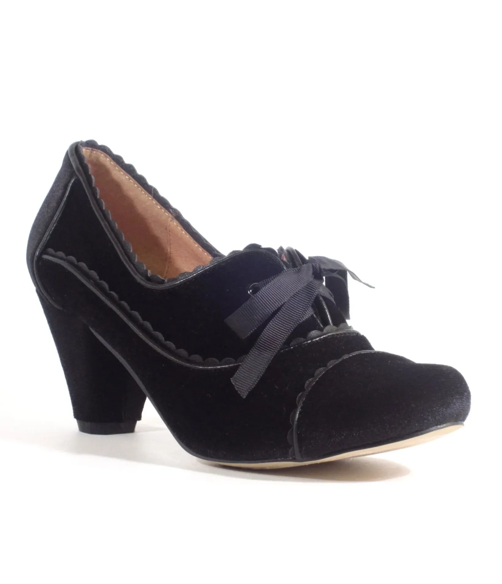 Unique Vintage Heels>Chelsea Crew 1930s Black Velvet Oxford Madison Heels