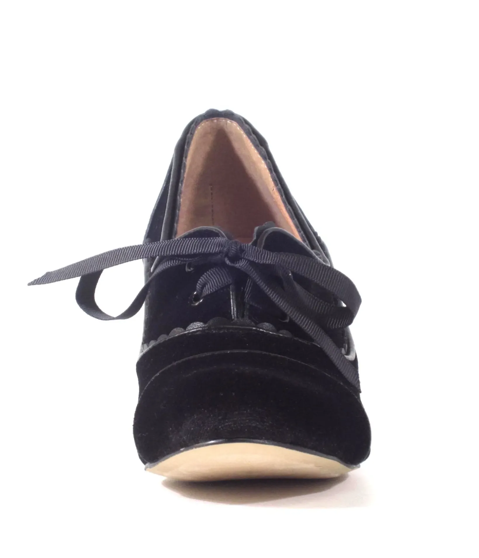 Unique Vintage Heels>Chelsea Crew 1930s Black Velvet Oxford Madison Heels