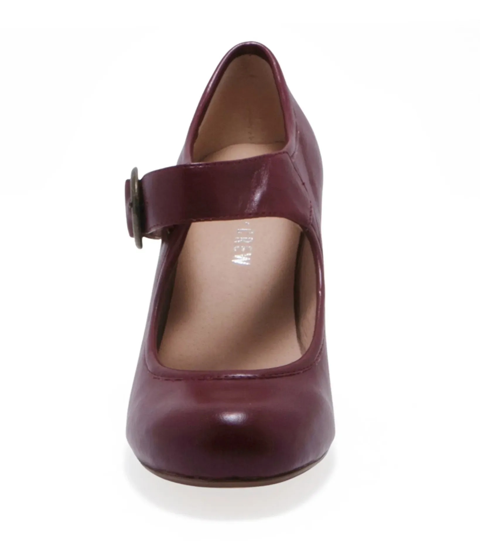 Unique Vintage Heels>Chelsea Crew 1940s Burgundy Leatherette Mary Jane Madeline Heels
