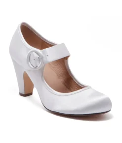 Unique Vintage Special Occasion|Heels>Chelsea Crew 1940s Ivory Leatherette Mary Jane Madeline Heels