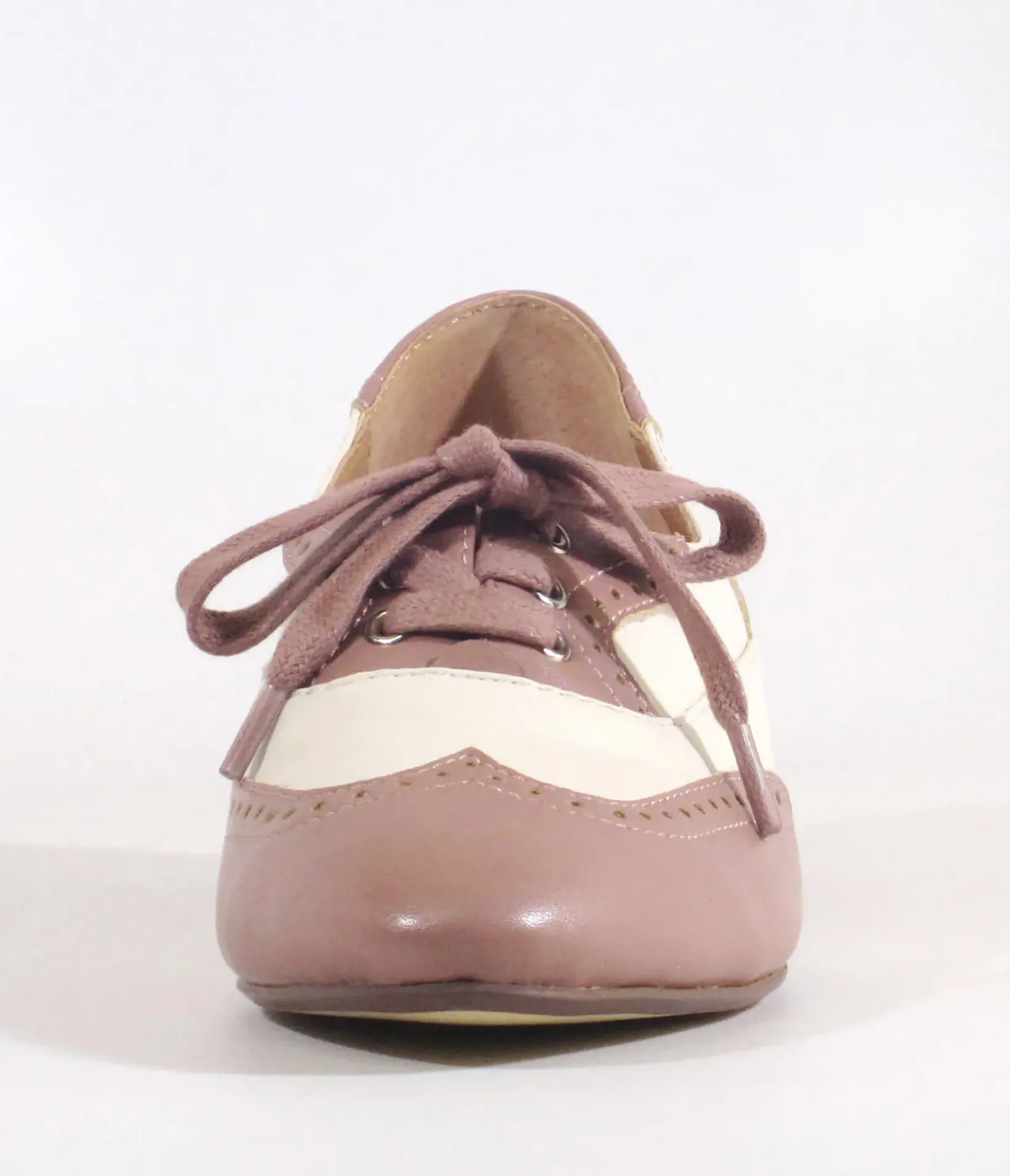 Unique Vintage Heels>Chelsea Crew 1950's Mauve & Bone Demi Oxford Saddle Shoes
