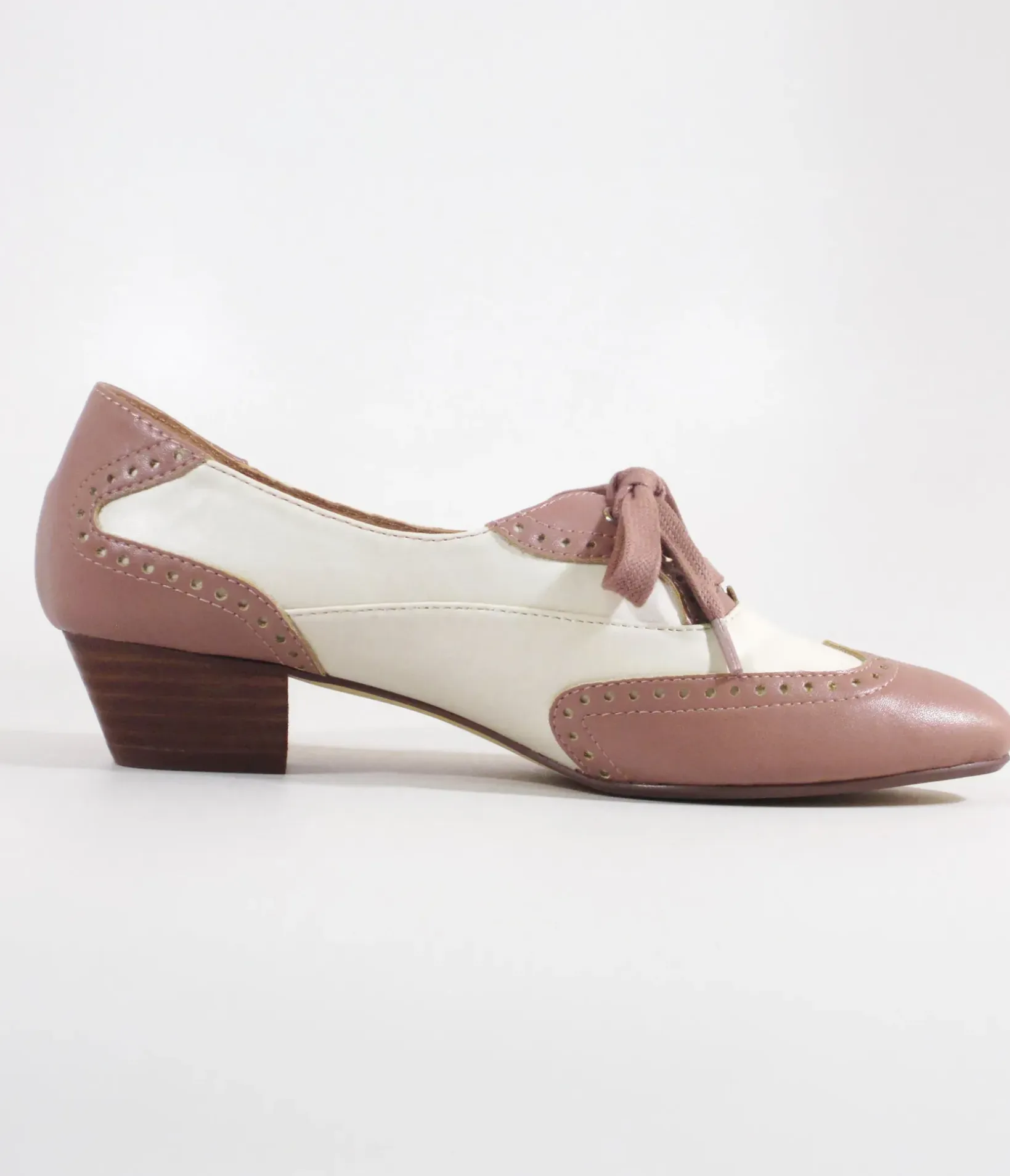 Unique Vintage Heels>Chelsea Crew 1950's Mauve & Bone Demi Oxford Saddle Shoes