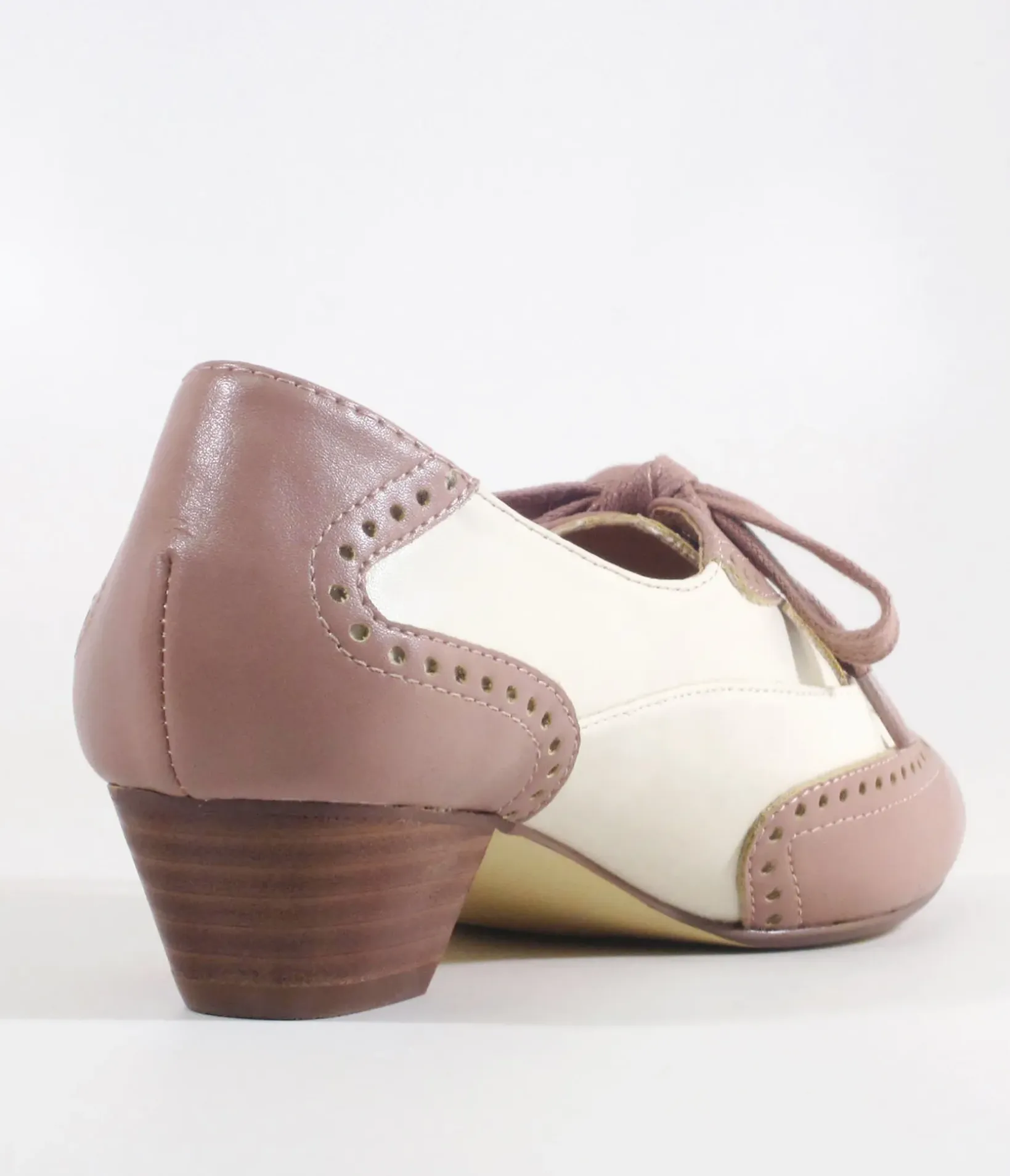 Unique Vintage Heels>Chelsea Crew 1950's Mauve & Bone Demi Oxford Saddle Shoes