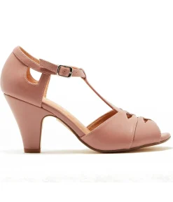 Unique Vintage Heels|T-Straps>Chelsea Crew 1920s Mauve Leatherette T-Strap Catherina Heels