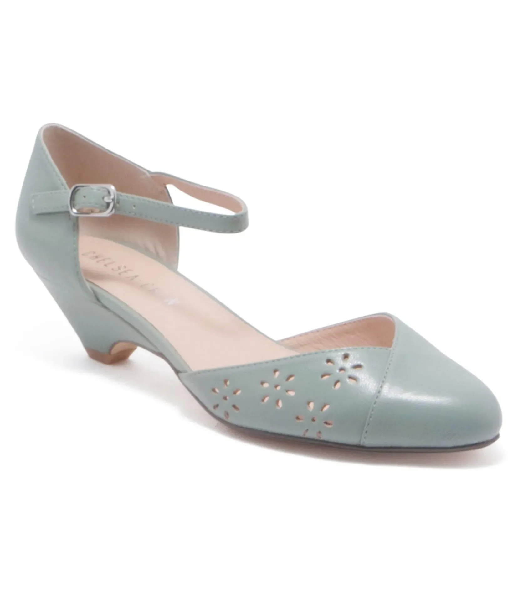 Unique Vintage Heels>Chelsea Crew 1930s Mint Leatherette Eyelet Percy Heels