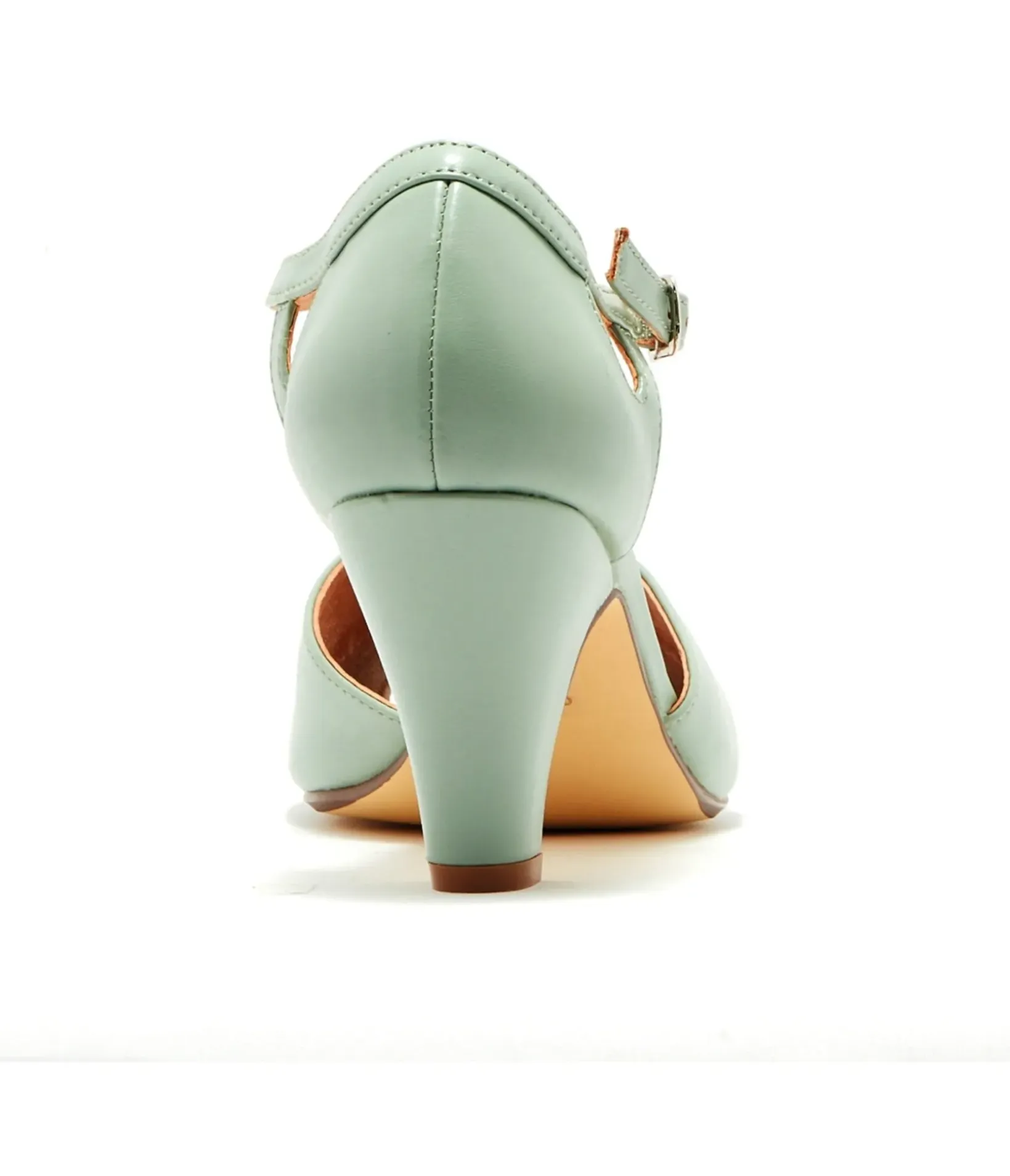 Unique Vintage Heels|T-Straps>Chelsea Crew 1920s Mint Leatherette T-Strap Catherina Heels