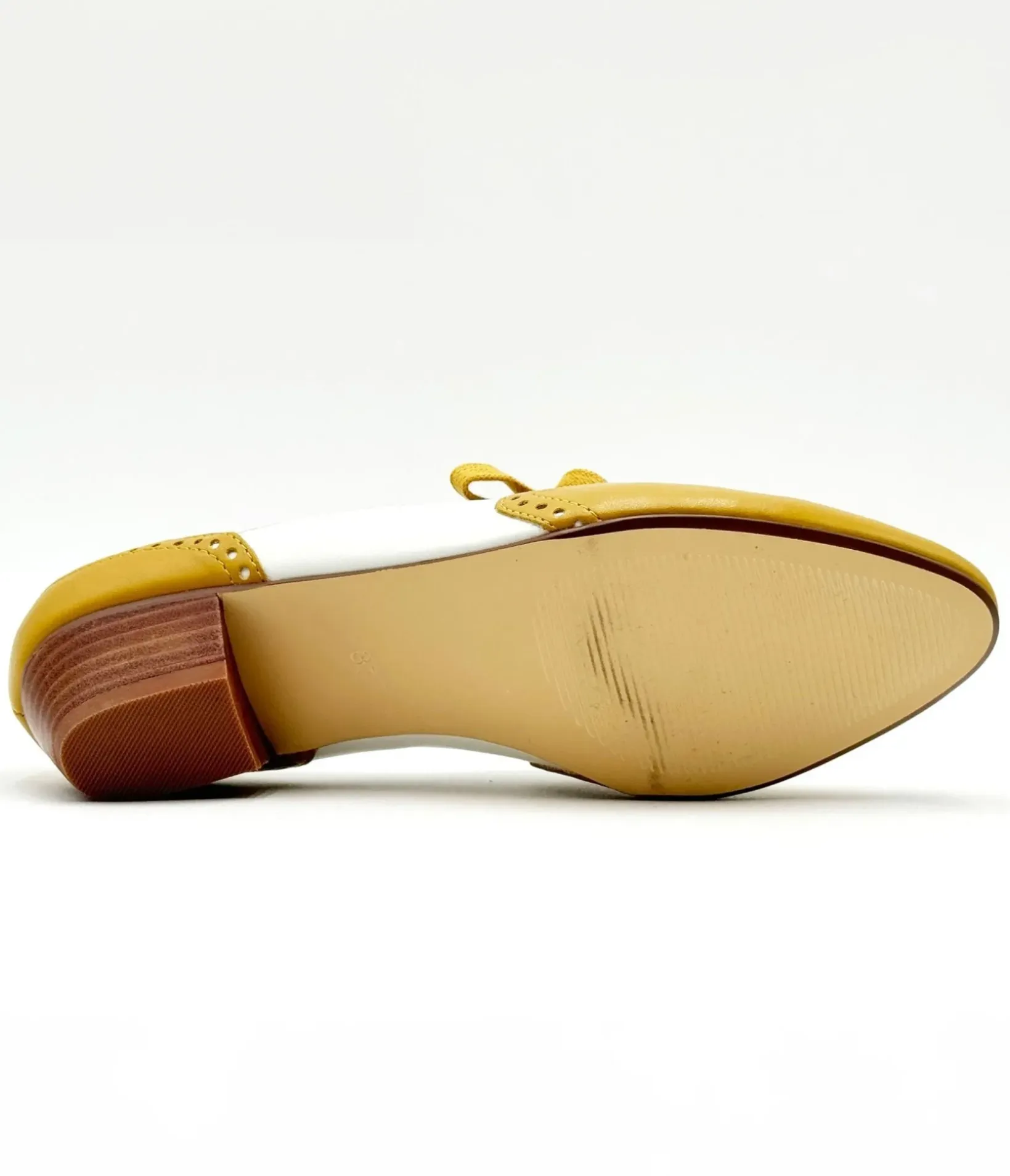 Unique Vintage Heels>Chelsea Crew 1950's Mustard & White Demi Oxford Saddle Shoes