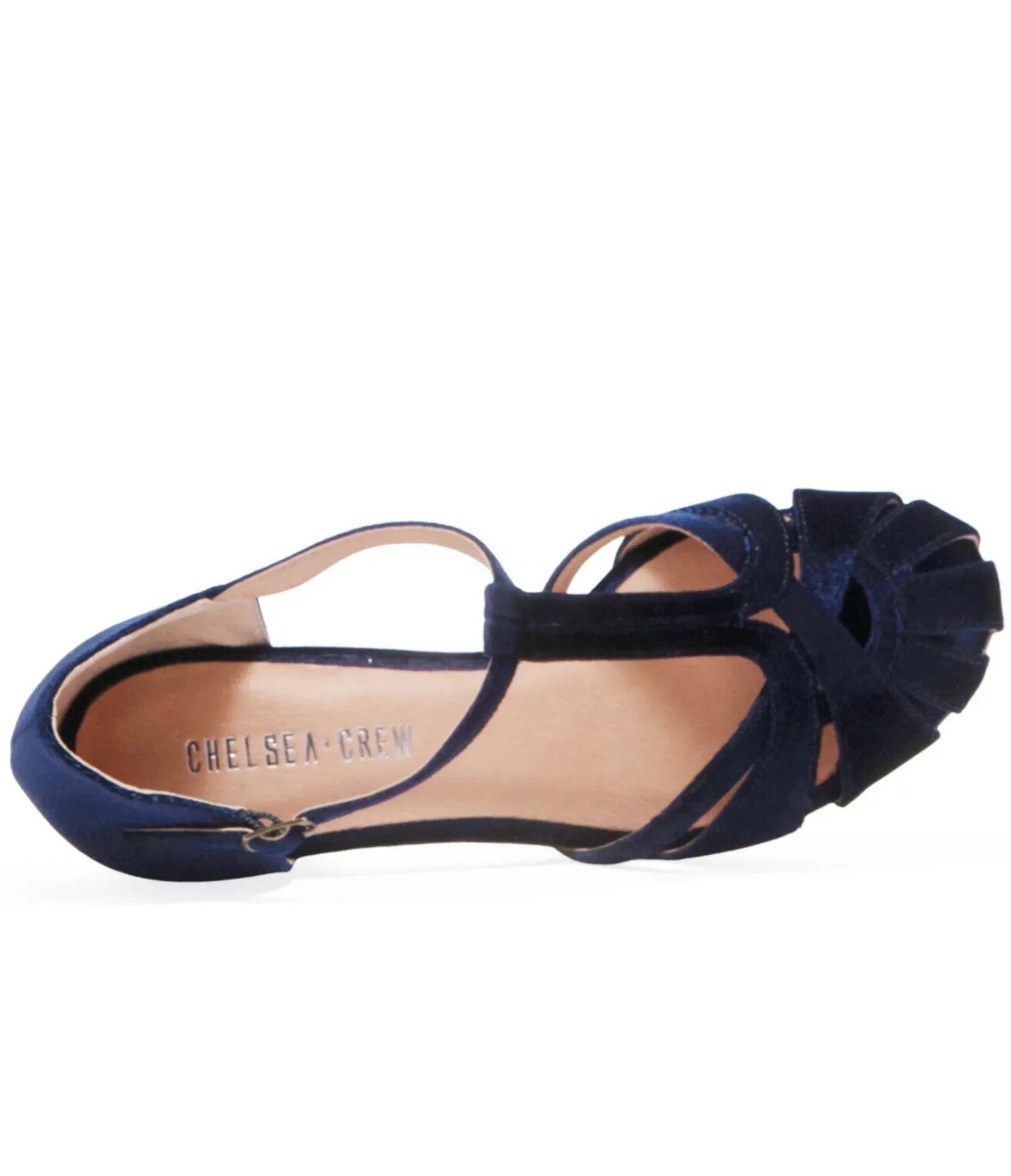 Unique Vintage Heels|T-Straps>Chelsea Crew 1920s Navy Velvet T-Strap Sergi Heels