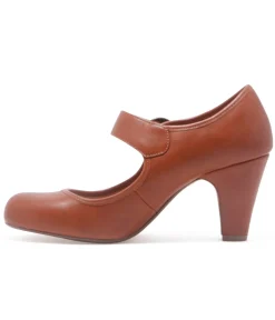 Unique Vintage Heels>Chelsea Crew 1940s Rust Leatherette Mary Jane Madeline Heels