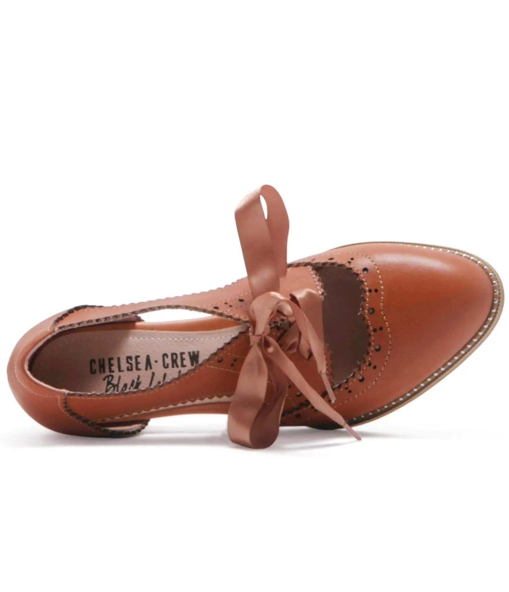 Unique Vintage Heels>Chelsea Crew 1930s Tan Leather Bow Oxford Heels