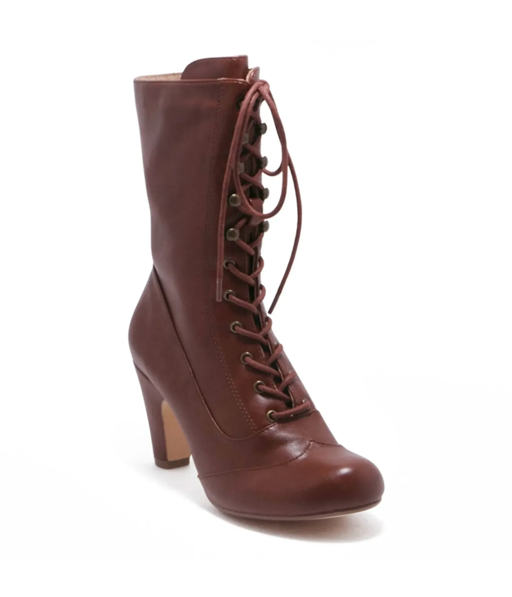 Unique Vintage Boots>Chelsea Crew Tan Leatherette Victorian Claire Boots