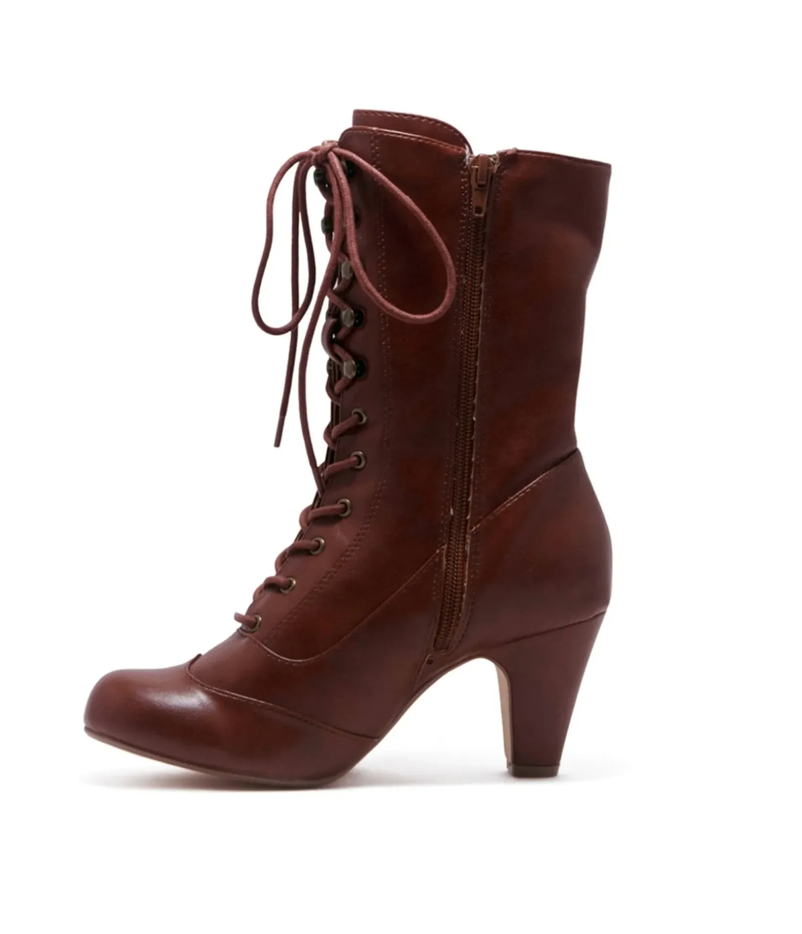 Unique Vintage Boots>Chelsea Crew Tan Leatherette Victorian Claire Boots