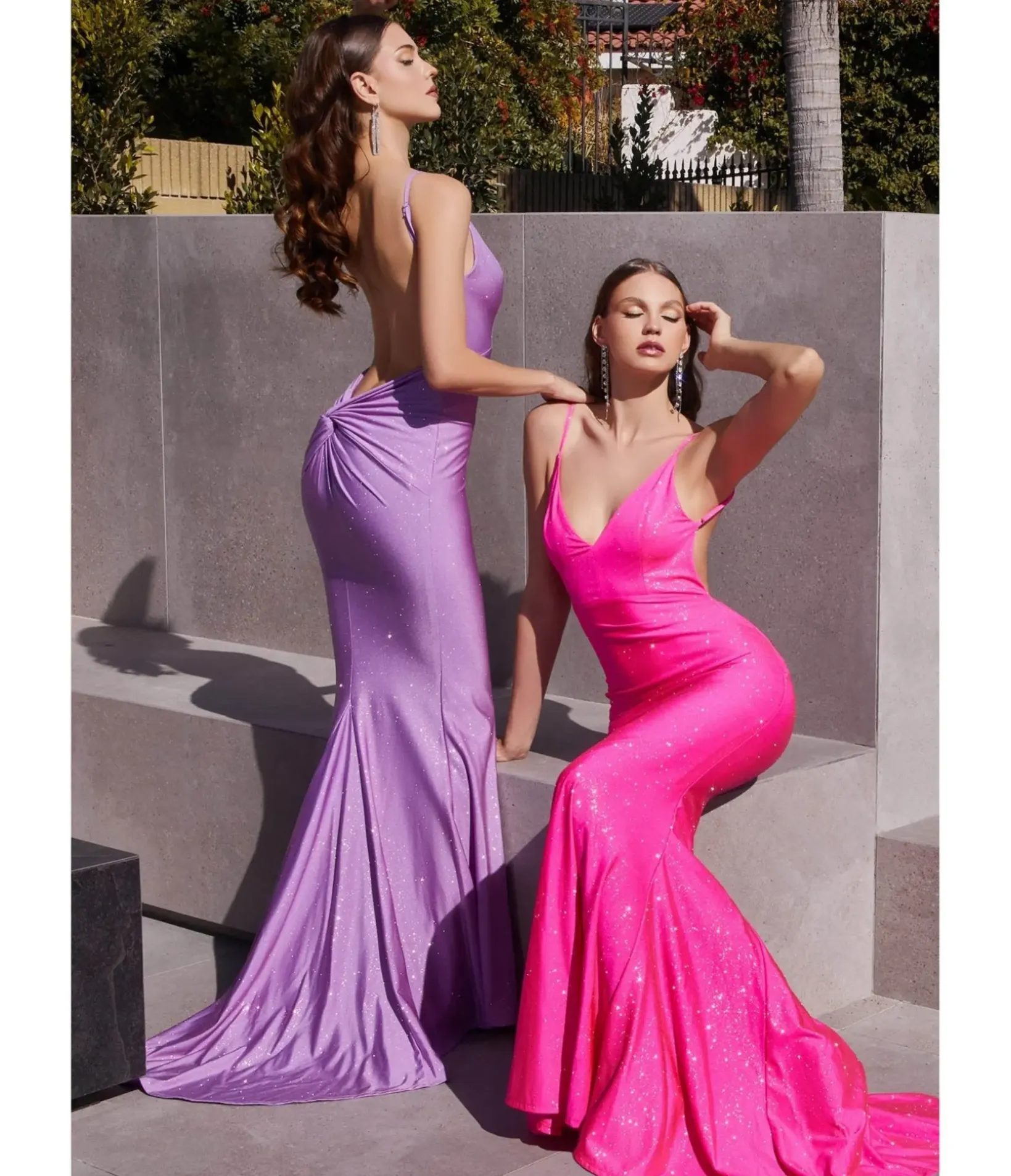 Unique Vintage Special Occasion|All Things Pink>Cinderella Divine Barbie Pink Glitter Satin Sultry Fitted Evening Dress