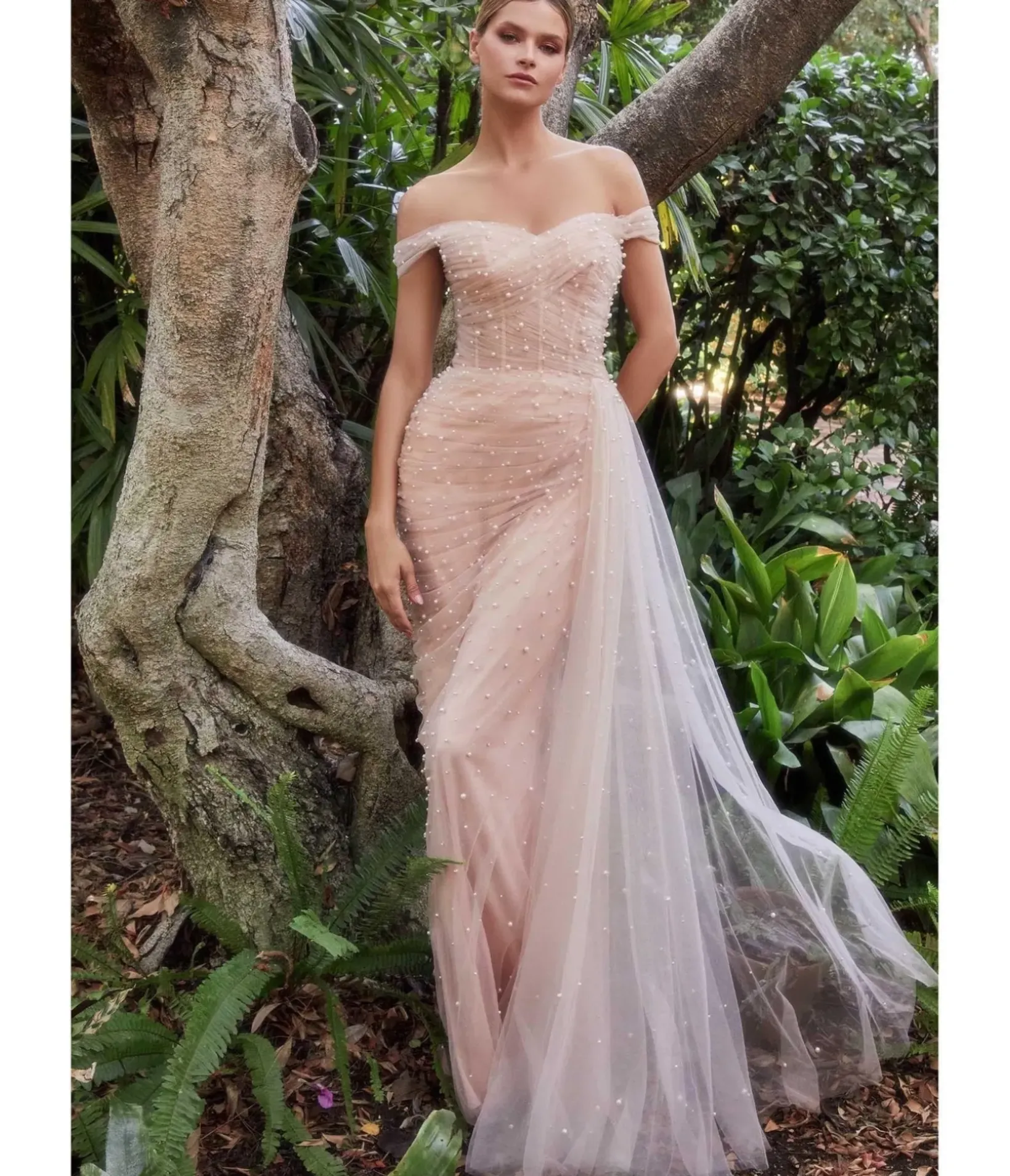 Unique Vintage Special Occasion|Prom Dresses>Cinderella Divine Blush Pearl Pleated Tulle Fairytale Gown with Cape