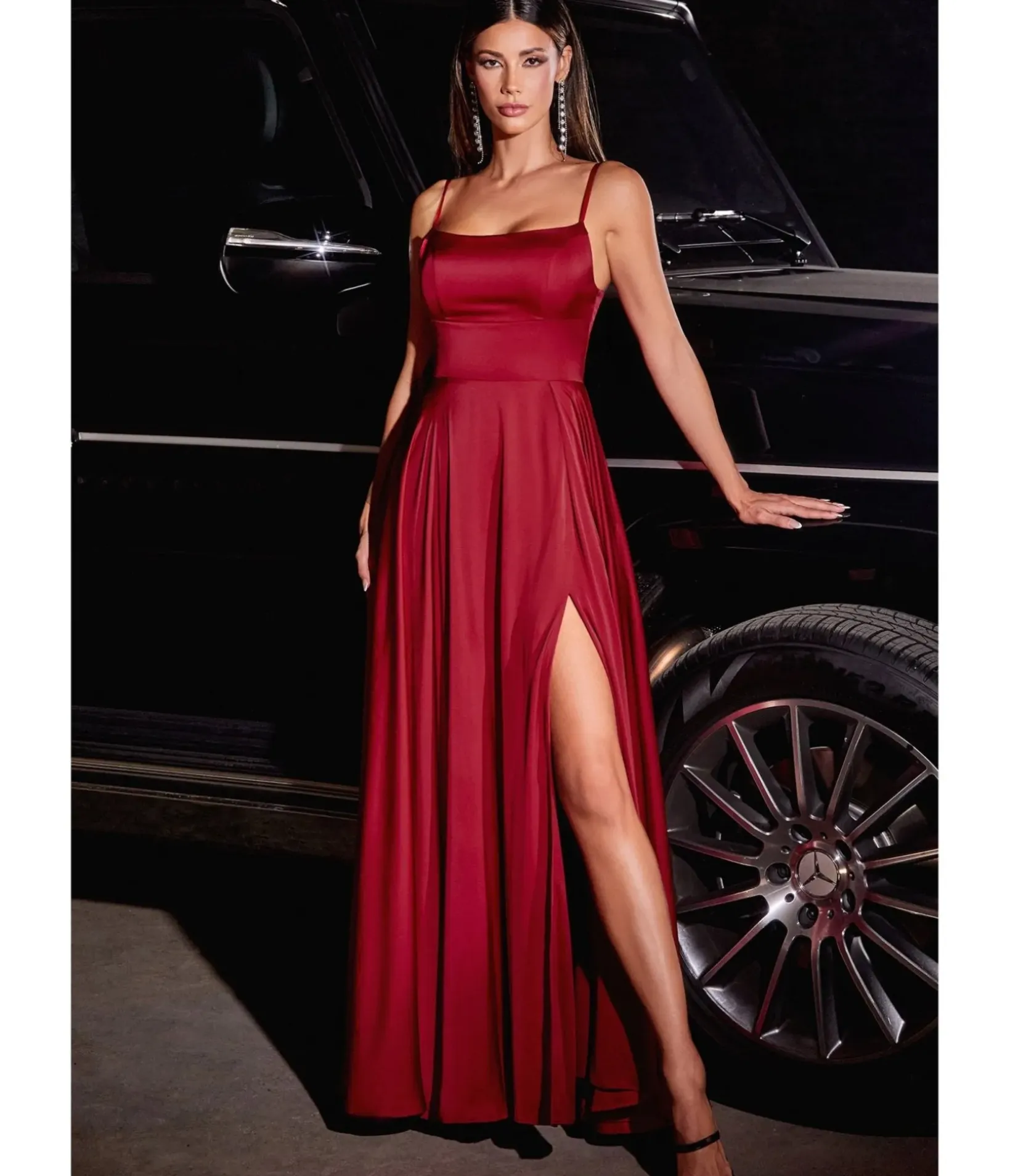 Unique Vintage Special Occasion|Prom Dresses>Cinderella Divine Burgundy Satin A Line Bridesmaid Dress