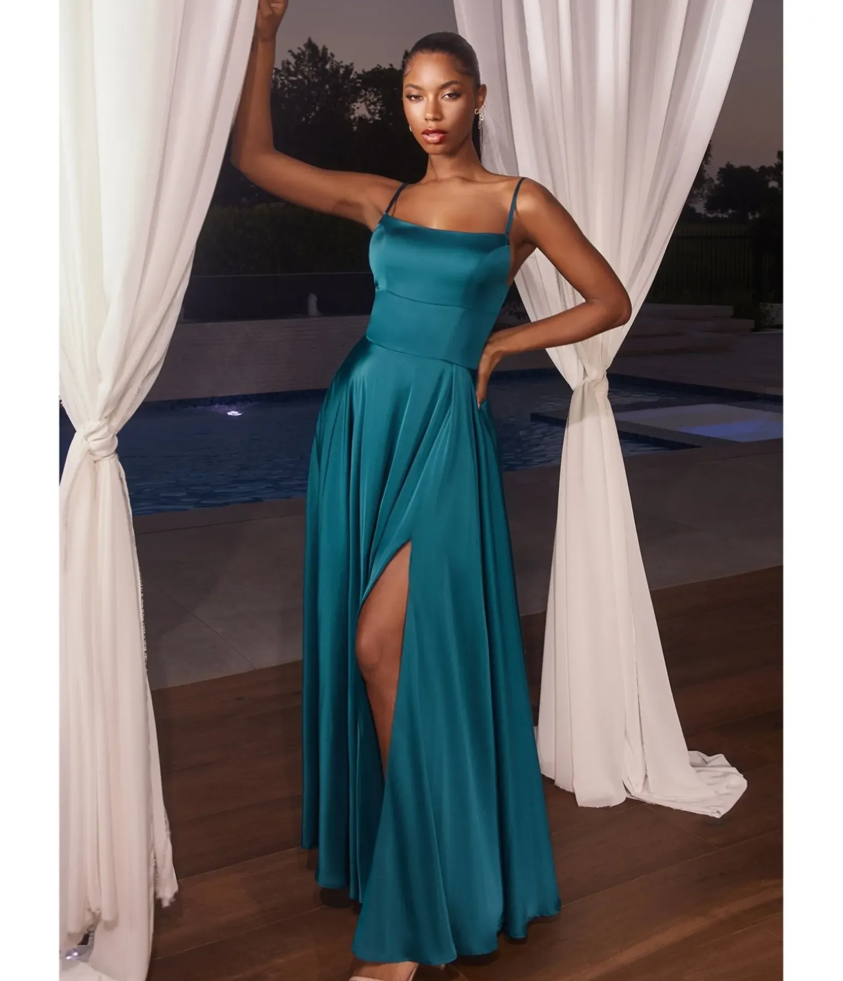 Unique Vintage Special Occasion|Prom Dresses>Cinderella Divine French Navy Satin A Line Bridesmaid Dress