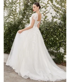 Unique Vintage Special Occasion|Wedding Dresses>Cinderella Divine Ivory Floral Glitter Tulle Bridal Ball Gown
