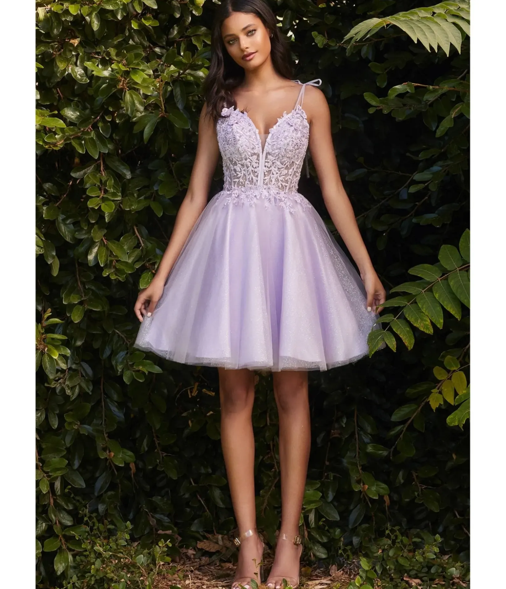 Unique Vintage Special Occasion|Prom Dresses>Cinderella Divine Lavender Tulle & Corset Applique Mini Prom Dress