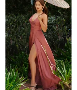 Unique Vintage Special Occasion|Prom Dresses>Cinderella Divine Mauve Rose Sweetheart Satin Enchanted Bridesmaid Dress