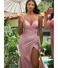 Unique Vintage Special Occasion|Prom Dresses>Cinderella Divine Mauve Ruched Satin Mystique Prom Gown