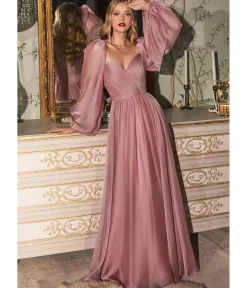 Unique Vintage Bridesmaid Dresses|Wedding Guest>Cinderella Divine Petal Blush Chiffon Sweetheart Bridesmaid Goddess Gown