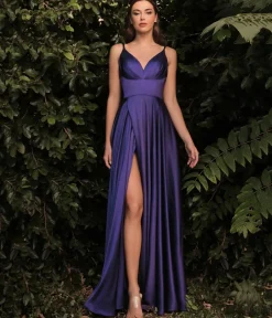 Unique Vintage Special Occasion|Prom Dresses>Cinderella Divine Purple Liquid Satin Prom Dress