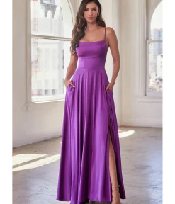 Unique Vintage Special Occasion|Prom Dresses>Cinderella Divine Purple Satin A Line Bridesmaid Dress