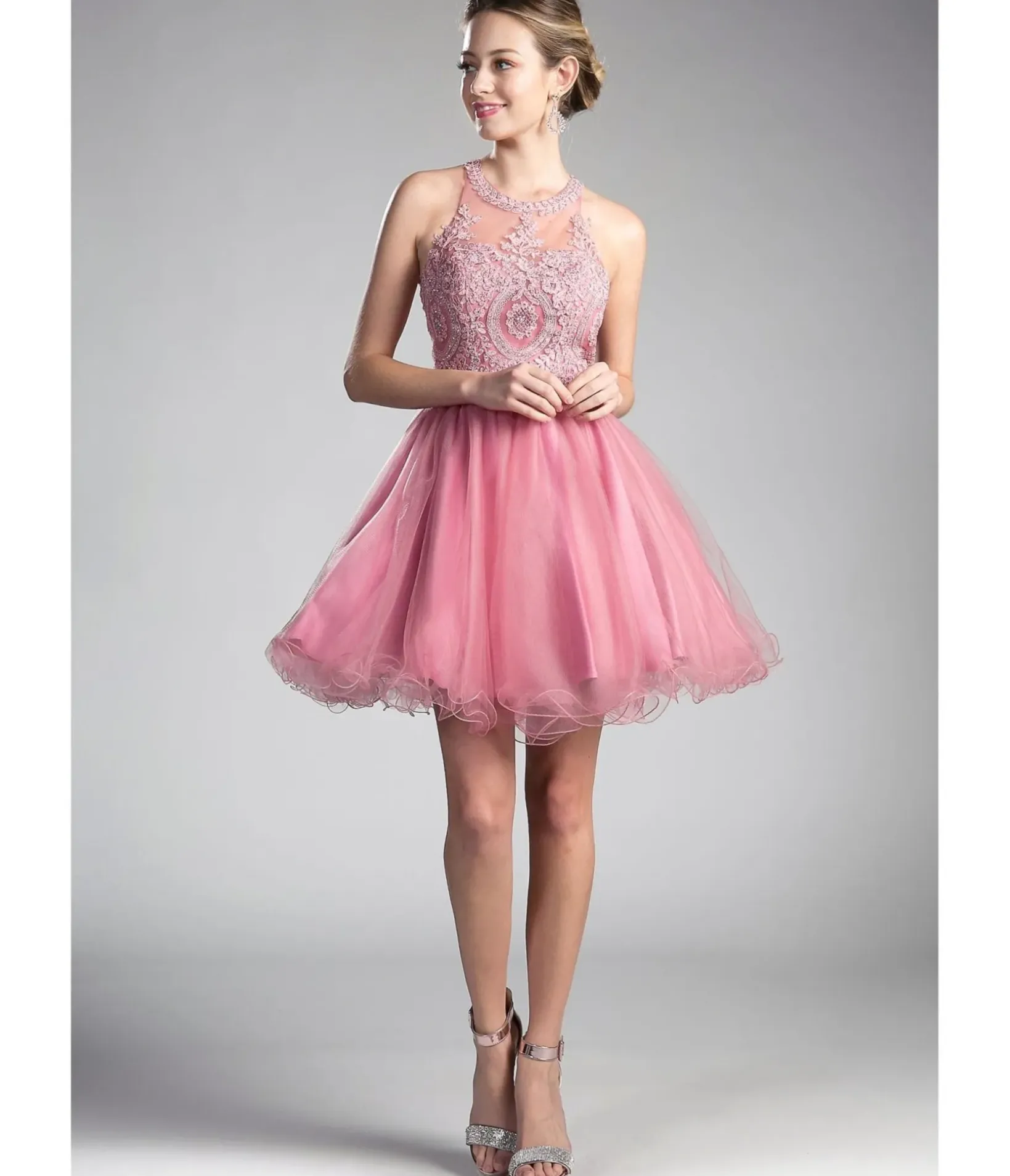 Unique Vintage Special Occasion|Prom Dresses>Cinderella Divine Rose Beaded Lace Ballerina Homecoming Dress