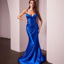 Unique Vintage Special Occasion|Prom Dresses>Cinderella Divine Royal Blue Glitter Satin Prom Dress