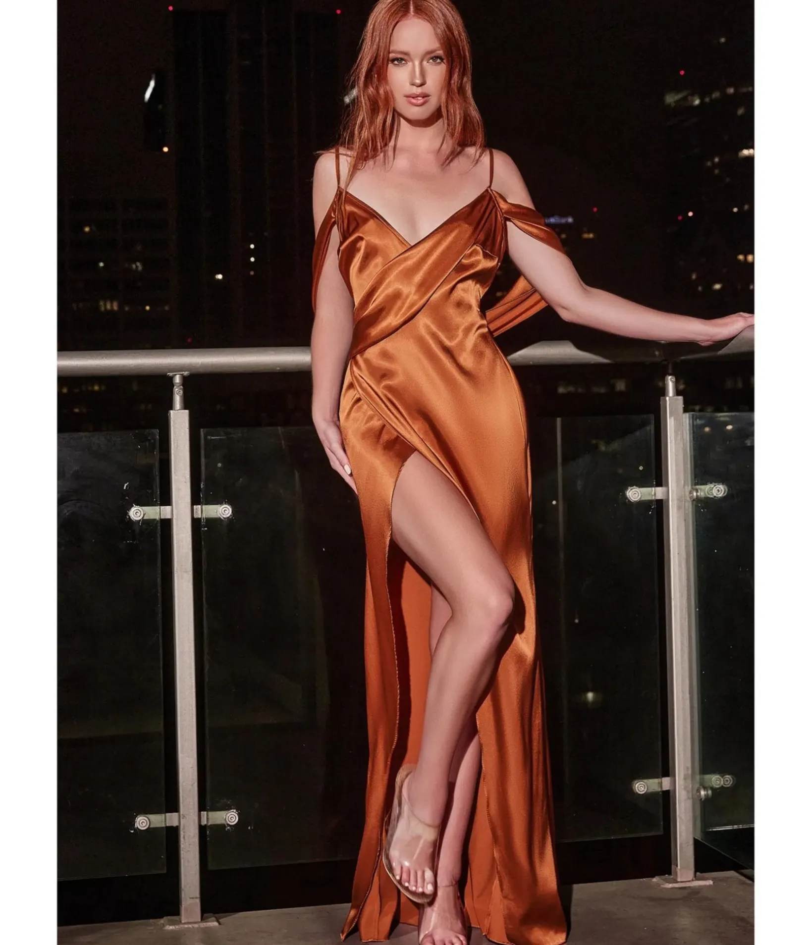 Unique Vintage Bridesmaid Dresses|Wedding Guest>Cinderella Divine Sienna Satin Draped Cowl Back Bridesmaid Dress