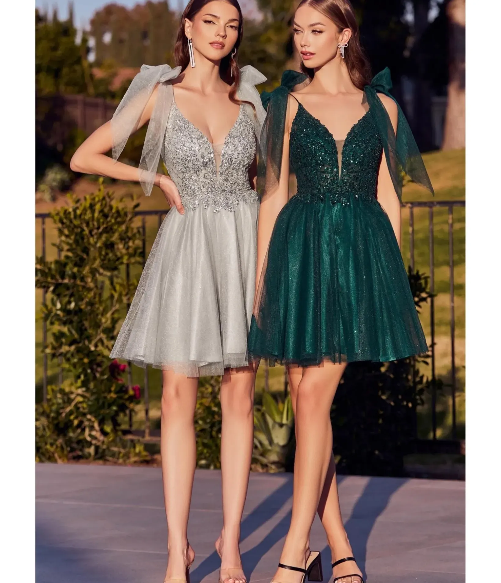 Unique Vintage Special Occasion|Prom Dresses>Cinderella Divine Silver Shimmer Tulle Flare Prom Dress