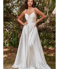 Unique Vintage Special Occasion|Prom Dresses>Cinderella Divine White Liquid Satin Bridal Dress