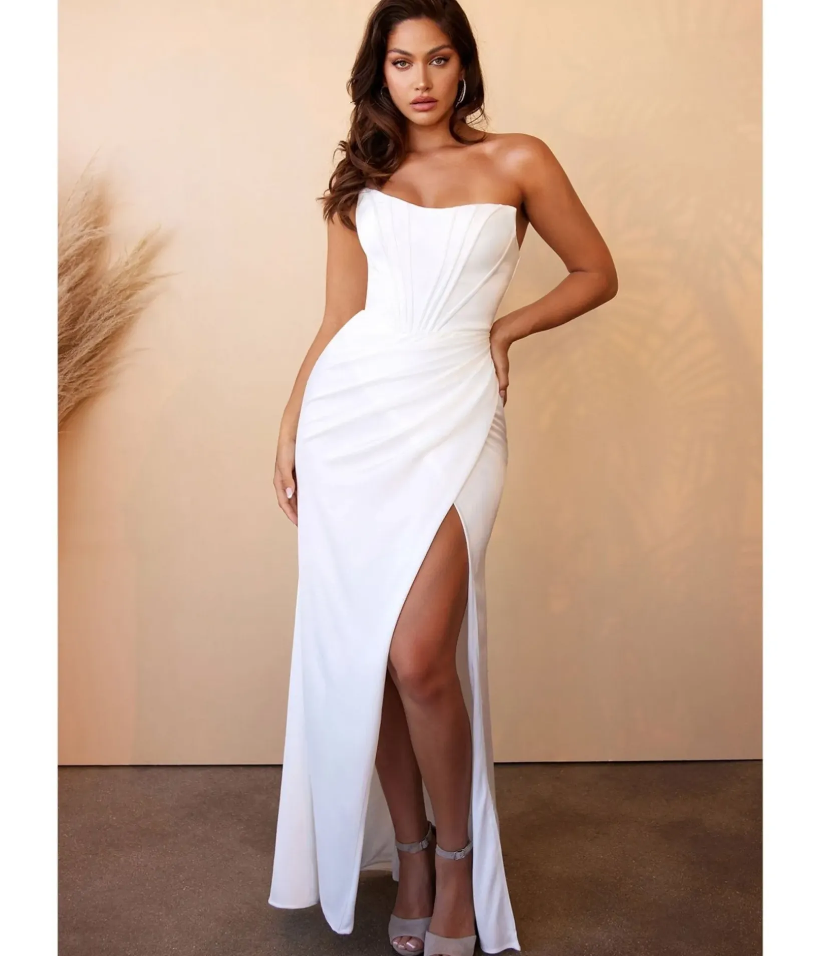 Unique Vintage Special Occasion|Wedding Dresses>Cinderella Divine White Off The Shoulder Corset Satin Bridal Gown