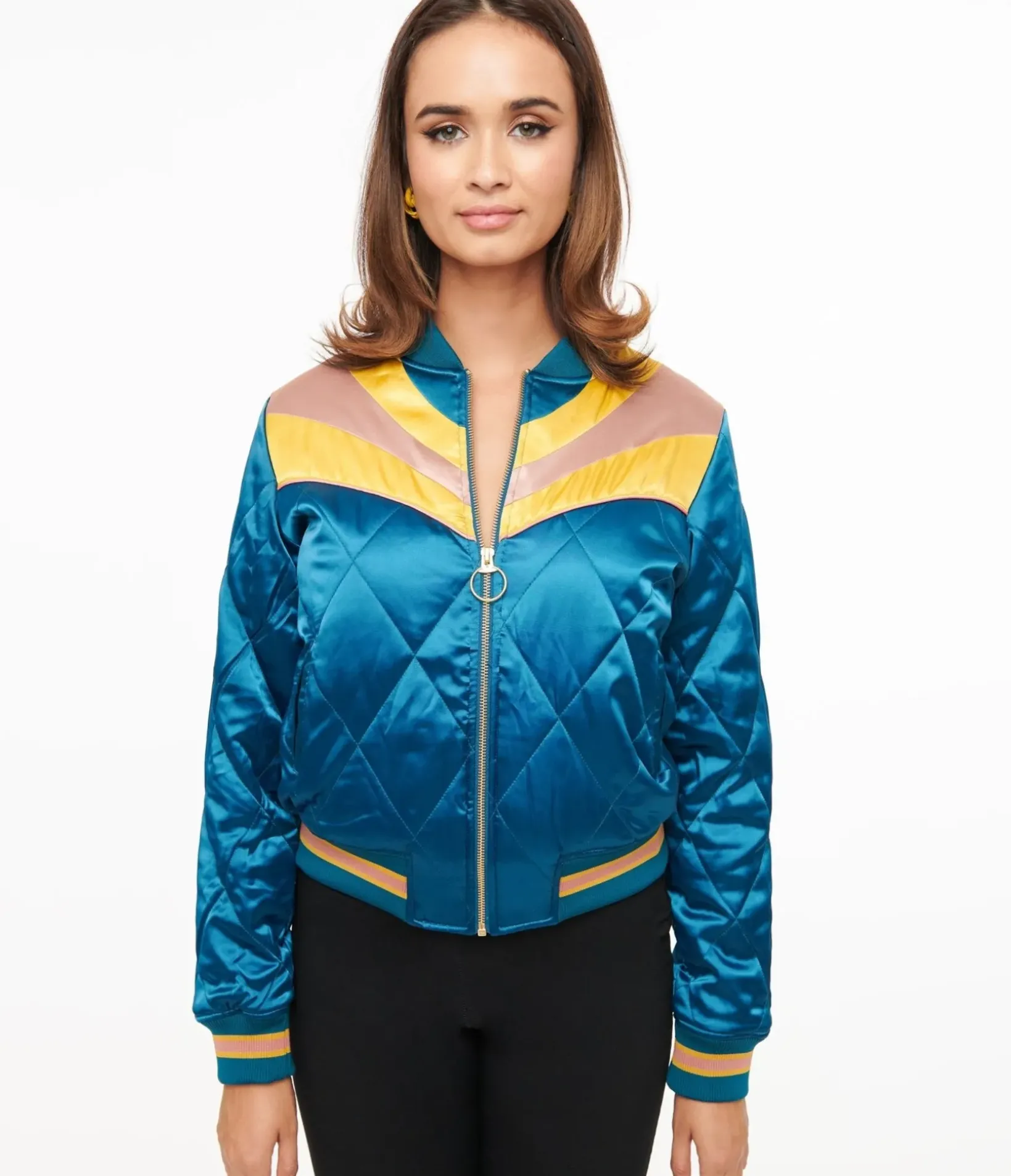 Unique Vintage Jackets|Coats & Jackets>Classic Rock Couture 1970s Teal Peacock Rising Sun Chainstitch Bomber Jacket