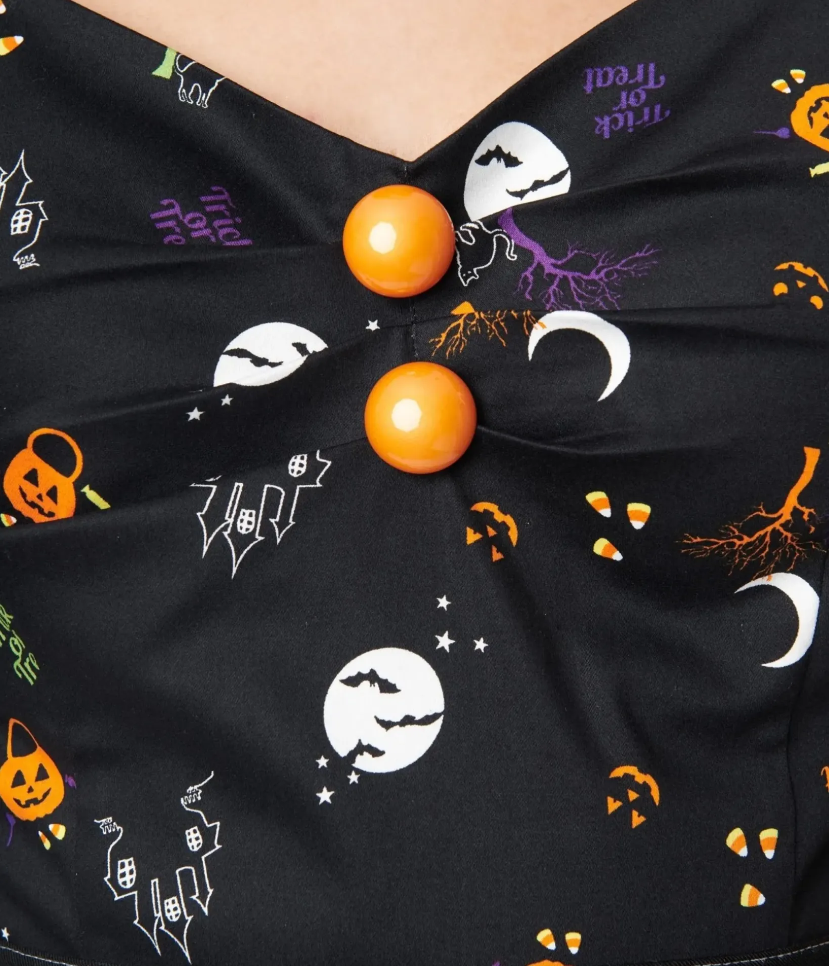 Unique Vintage Halloween>Collectif Black All Hallows Eve Dolores Top