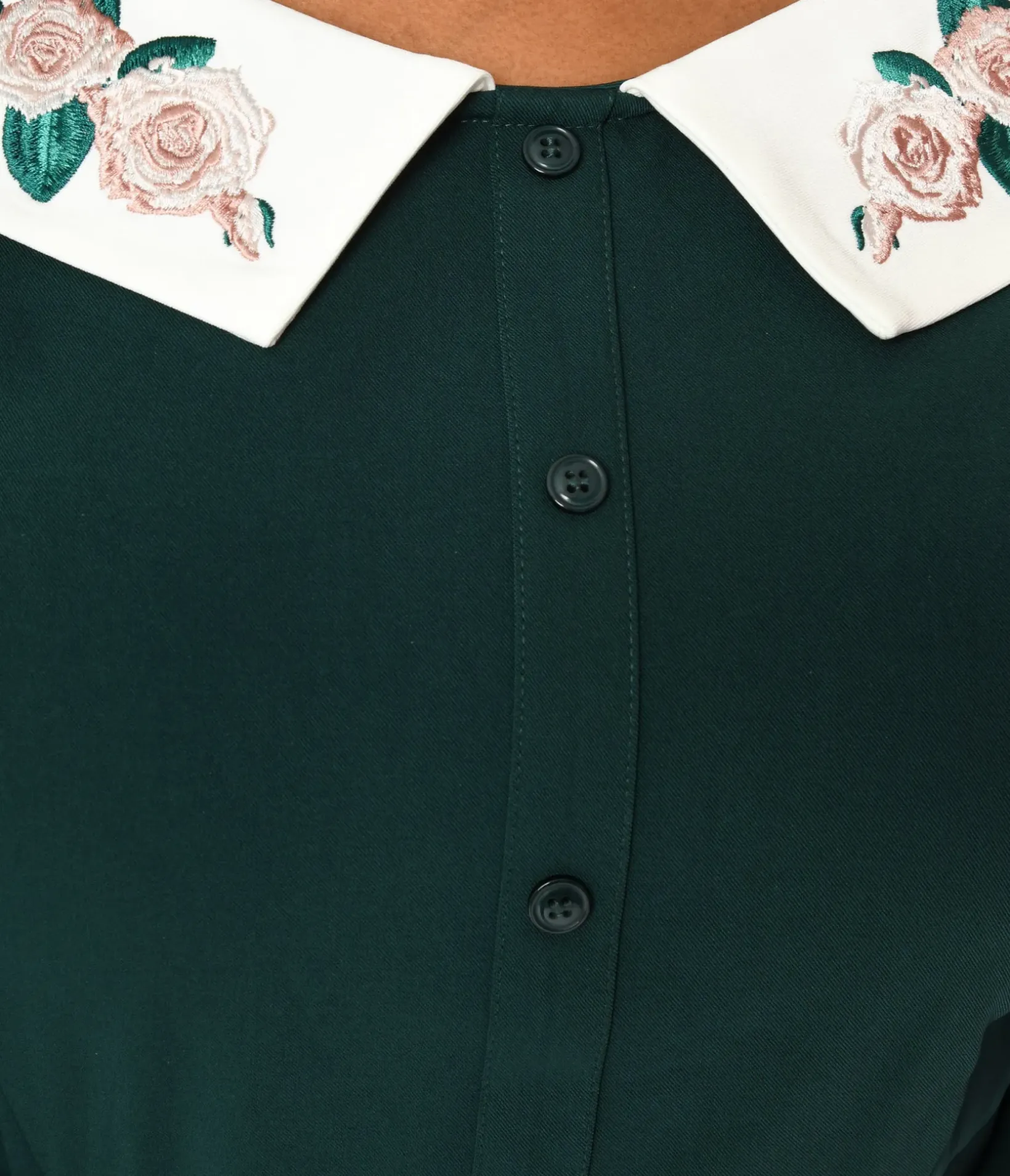 Unique Vintage Blouses|Work Wear>Collectif Green & Floral Collar Peplum Blouse