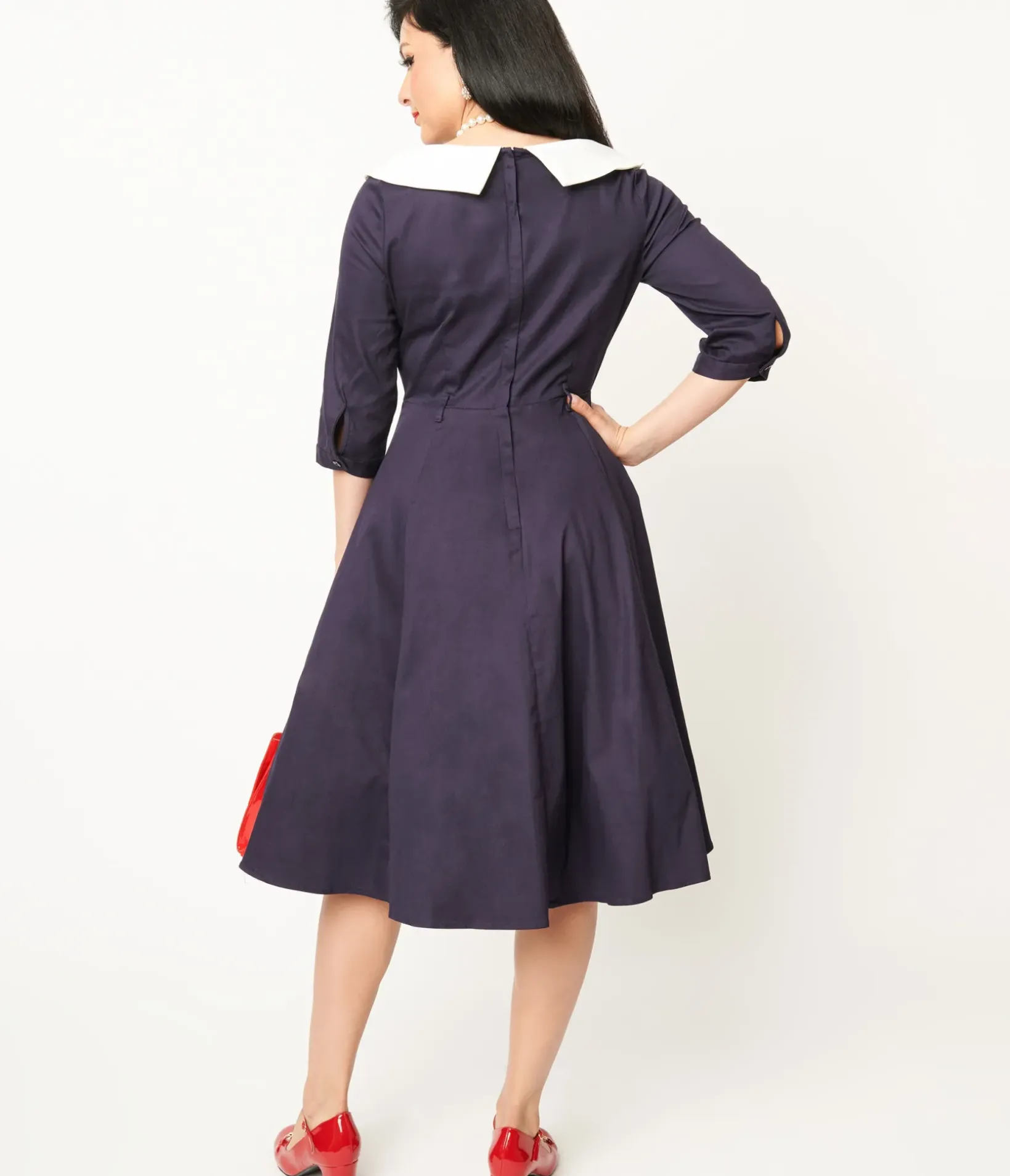 Unique Vintage Swing|Everyday Dresses>Collectif Navy & White Elle Swing Dress