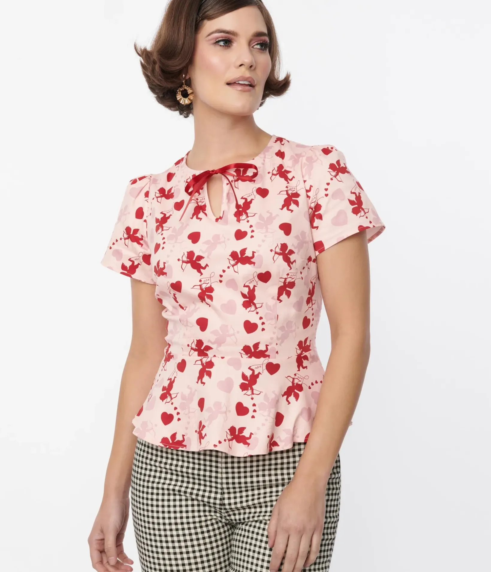 Unique Vintage All Things Pink>Collectif Pink Sibley Cupid Top