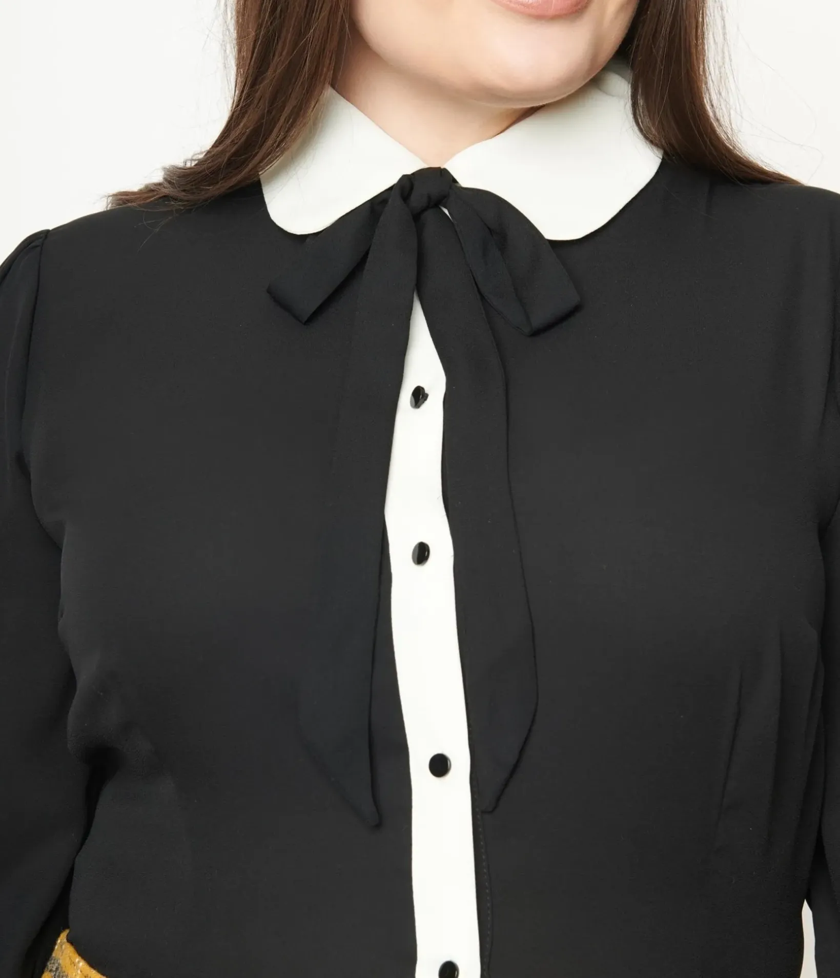 Unique Vintage All Things Black|Halloween>Collectif Plus Size Black & White Collar Prudence Blouse