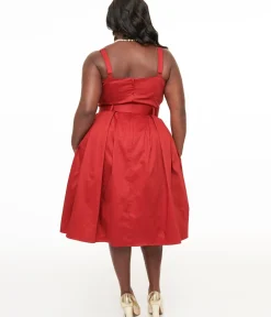 Unique Vintage Swing|Swing>Collectif Plus Size 1950s Red Dorothy Swing Dress