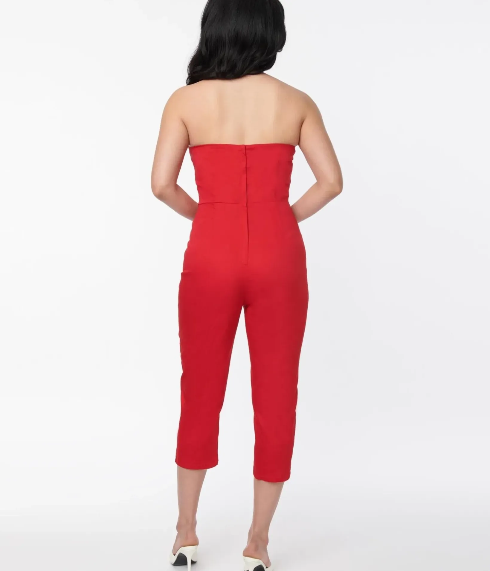 Unique Vintage Rompers & Jumpsuits|All Things Red>Collectif Red Gingham Skirted Midge Jumpsuit Set