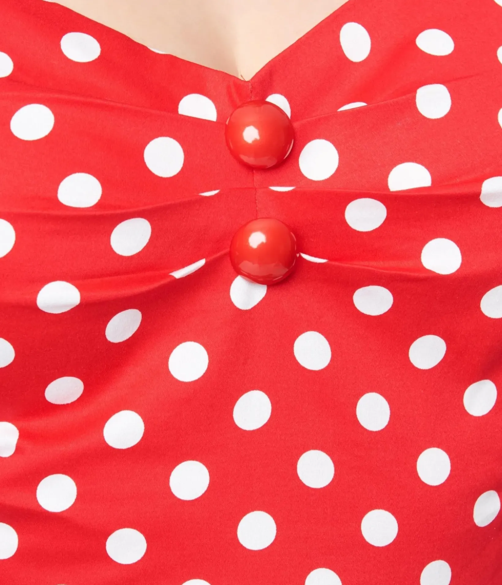 Unique Vintage All Things Red>Collectif Red & White Polka Dot Dolores Top