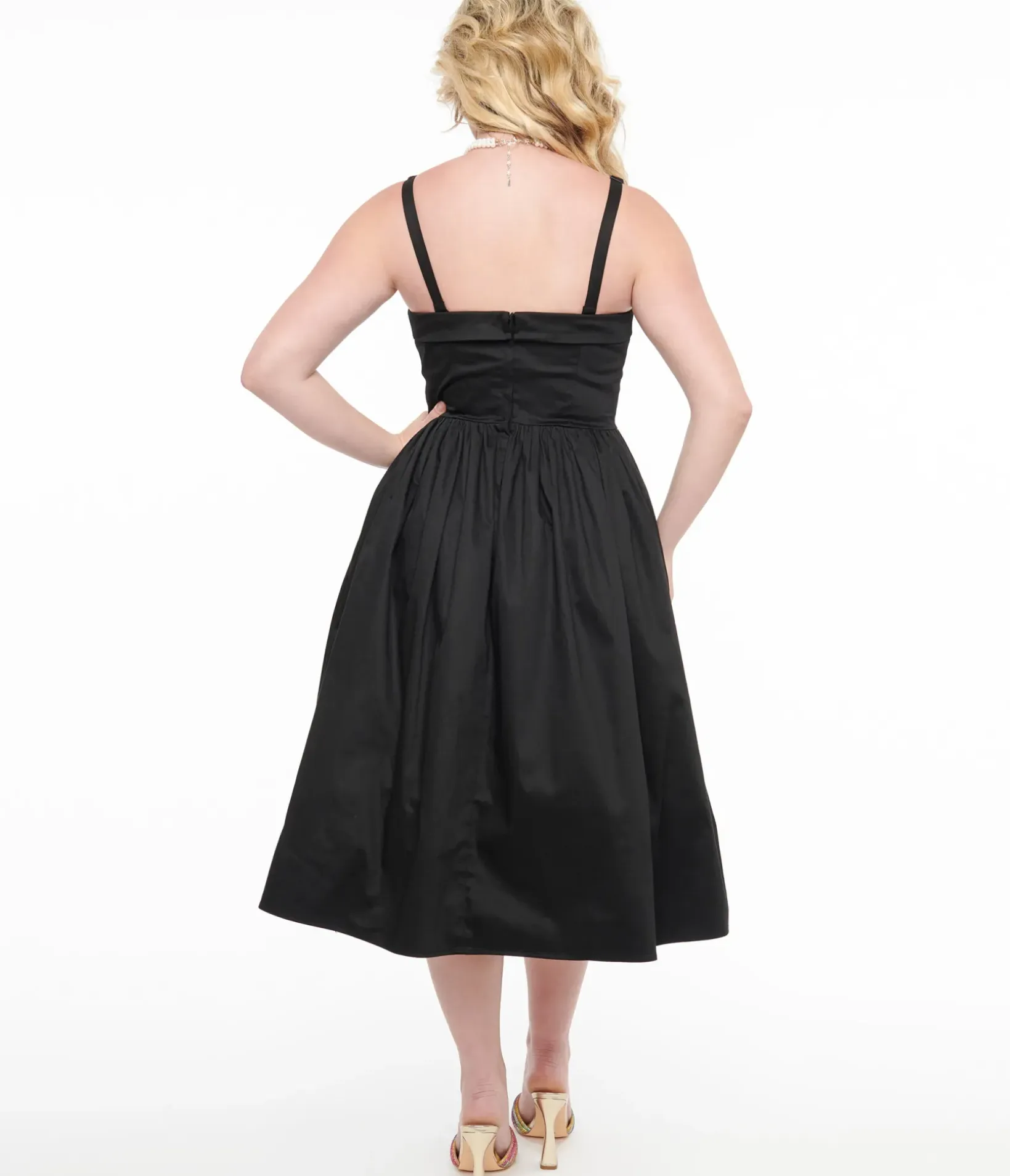 Unique Vintage Swing|Pocket Dresses>Collectif 1950s Black Kiana Swing Dress
