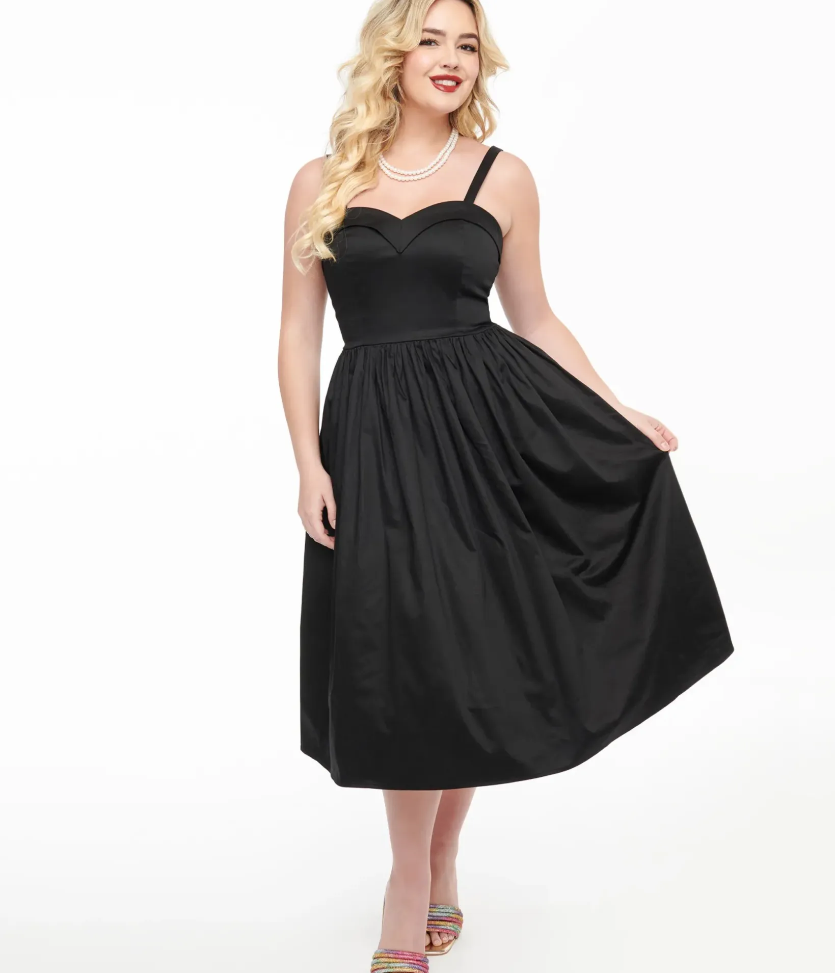 Unique Vintage Swing|Pocket Dresses>Collectif 1950s Black Kiana Swing Dress