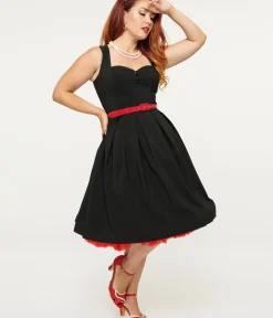 Unique Vintage Everyday Dresses|All Things Black>Collectif 1950s Black Patty Midi Dress
