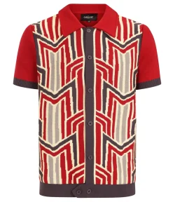 Unique Vintage Sweaters & Cardigans|Concert & Festivals>Collectif 1960s Burgundy Geometric Deco Luca Cardigan