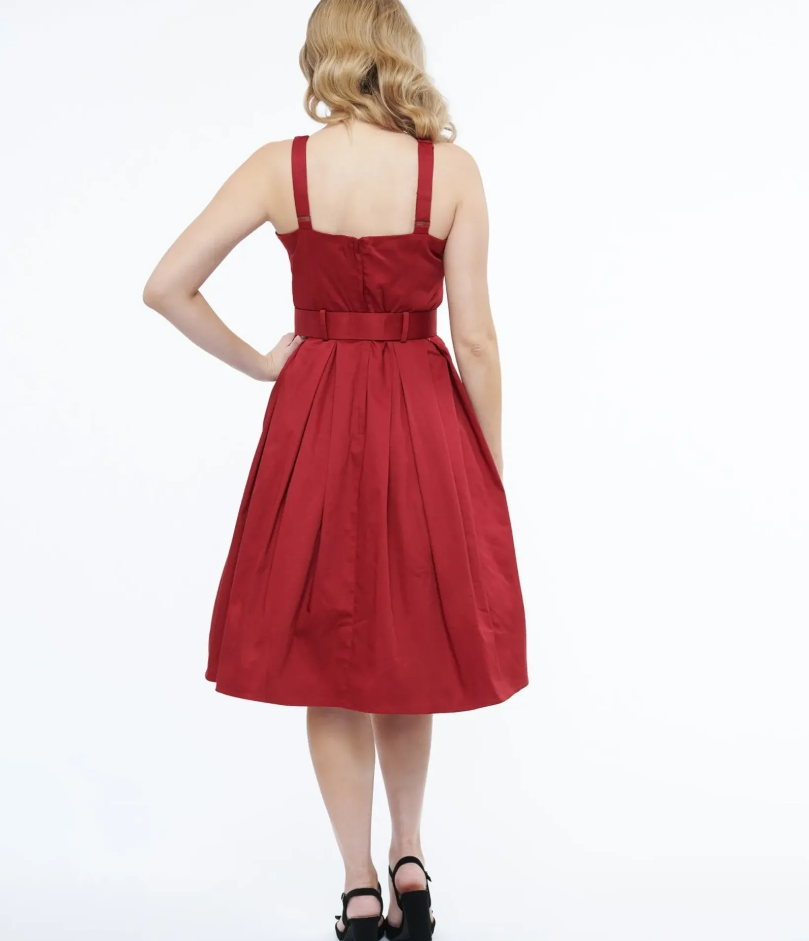 Unique Vintage Swing|Everyday Dresses>Collectif 1950s Red Dorothy Swing Dress