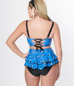 Unique Vintage Swim Tops|Two Piece Swim>Corpse Bride x Blue & Flying Skulls Marlene Crop Swim Top