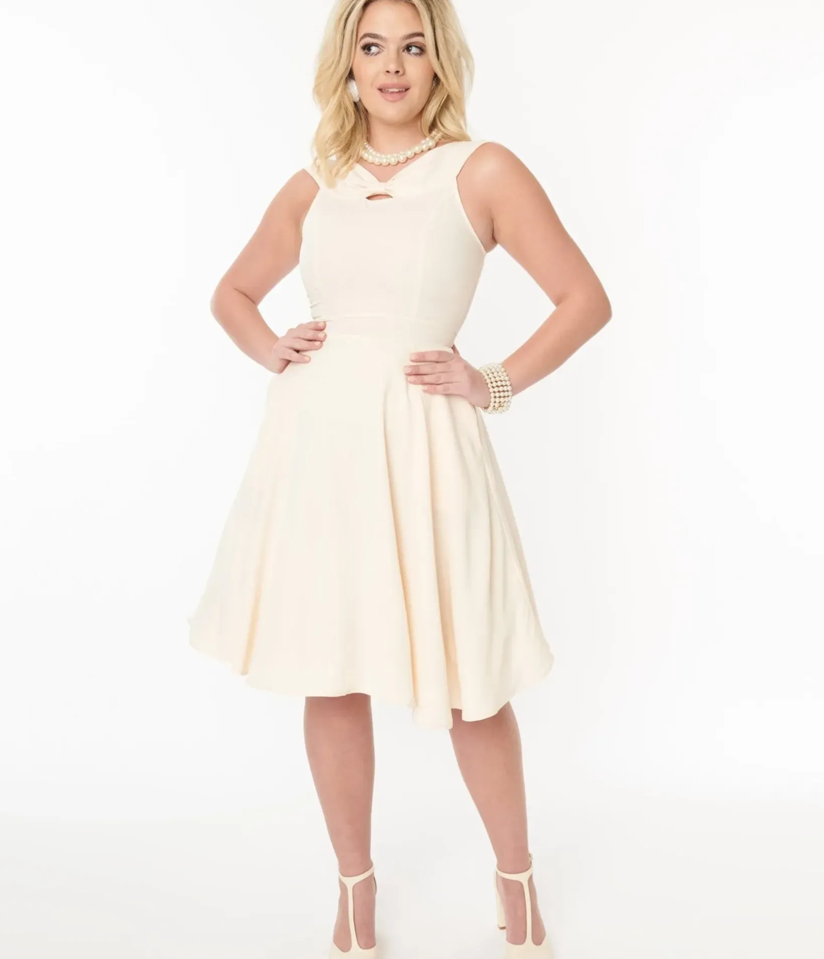 Unique Vintage Swing|Pocket Dresses>Cream Bridal Swing Dress