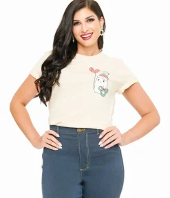 Unique Vintage Graphic Tees>Cream Holly Jolly Ghost Graphic Tee